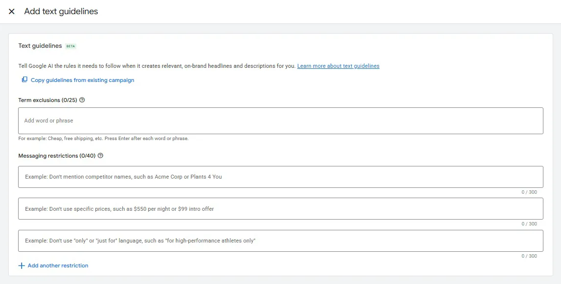 rules for creating text ads