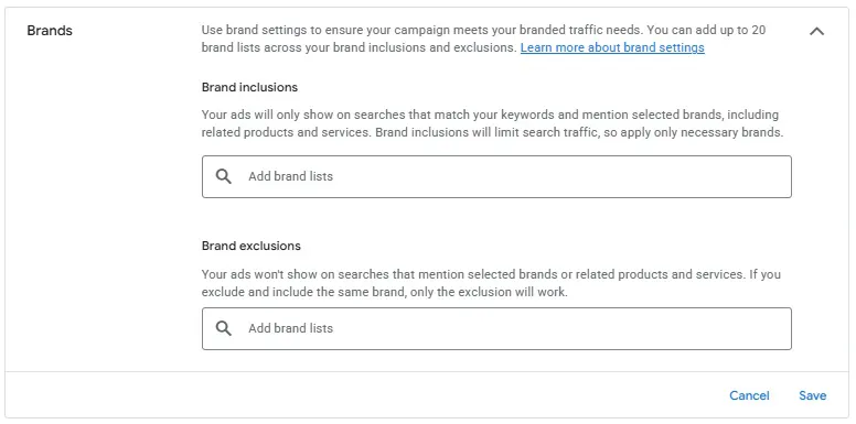 brand restrictions