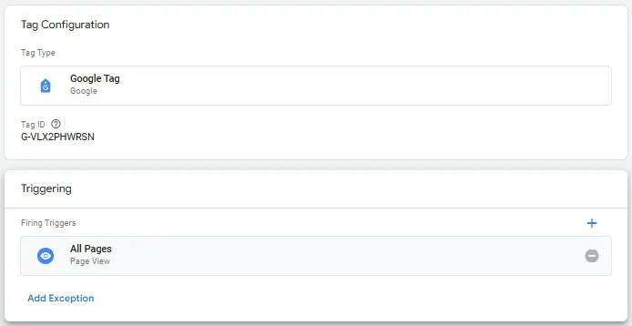 Конфигурация тега в Google Analytics 4