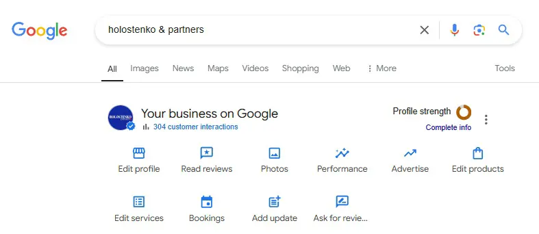 редактирование профиля в выдаче Google
