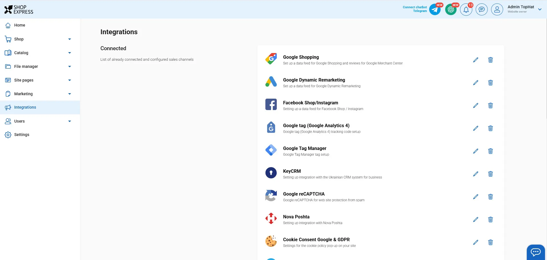 integrations Shop Express