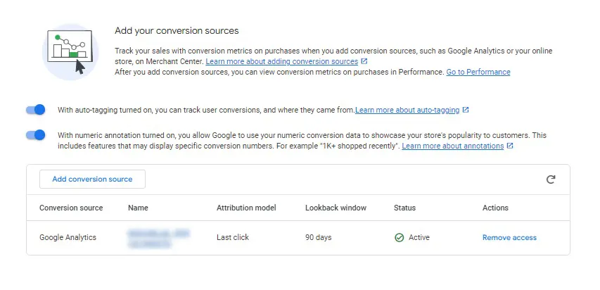 связь Merchant Center с Google Analytics 4